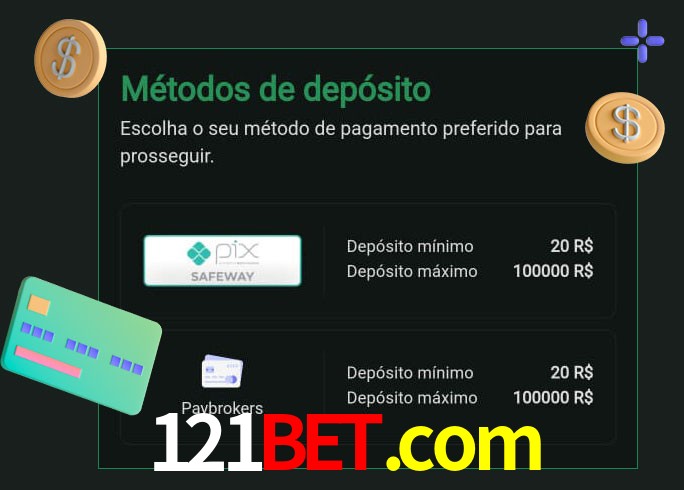 O cassino 121bet.com oferece uma grande variedade de métodos de pagamento